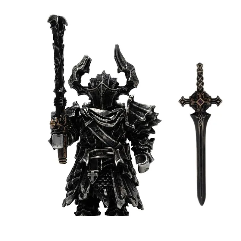 Black Knight Paladin Adjudicator Crusaders Magnetic Detachable Metal Figurine Desktop Decoration Copper Handle Figurine Cultural image 3