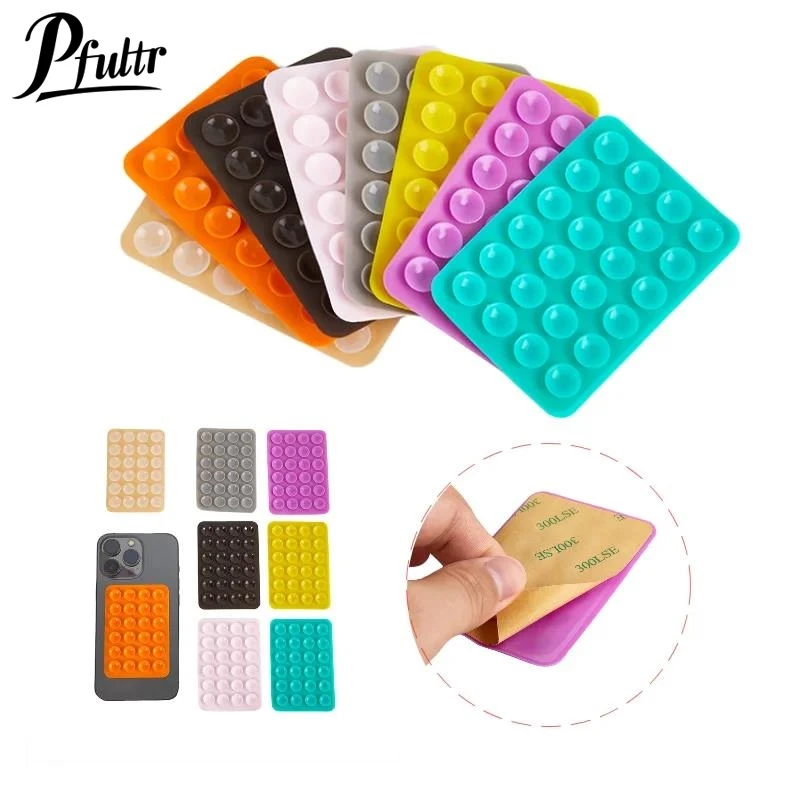 Double Side Silicone Suction Pad For Mobile Phone Fixture Suction Cup Backed Adhesive Silicone Rubber Sucker Pad For Fixed Pad