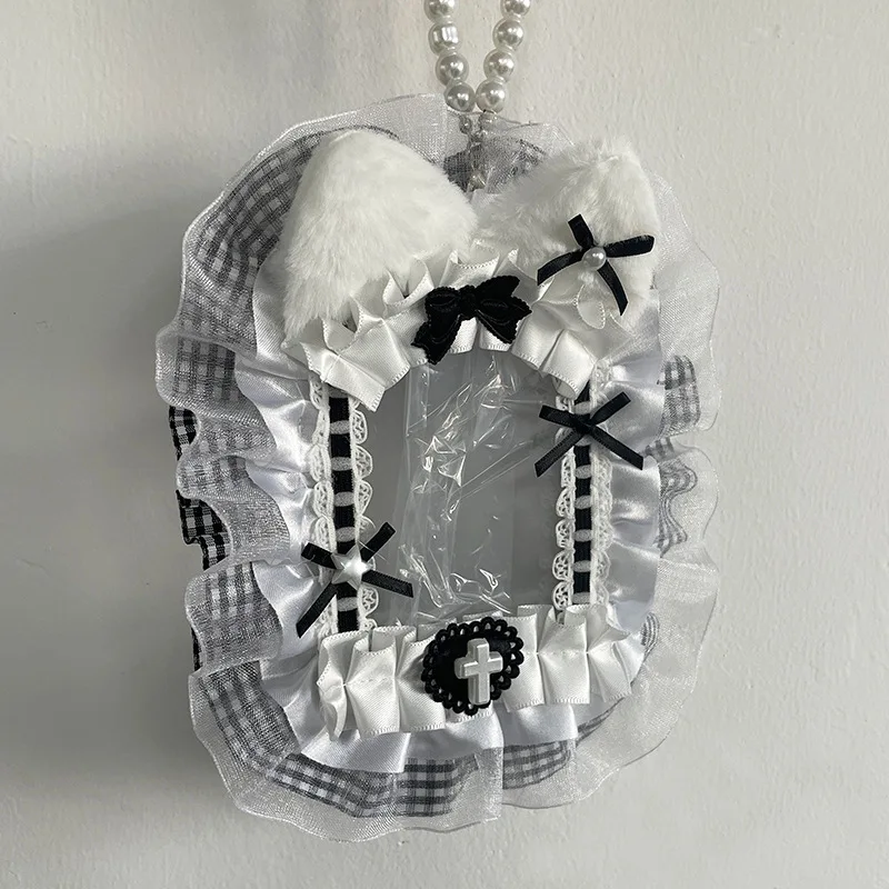 Plush Photocard Protector with Ribbon & Lace - Soft Card Sleeve for Toploader, Kpop Anime Idol Display Case, Cute DIY Holder for Fans Gift image 6