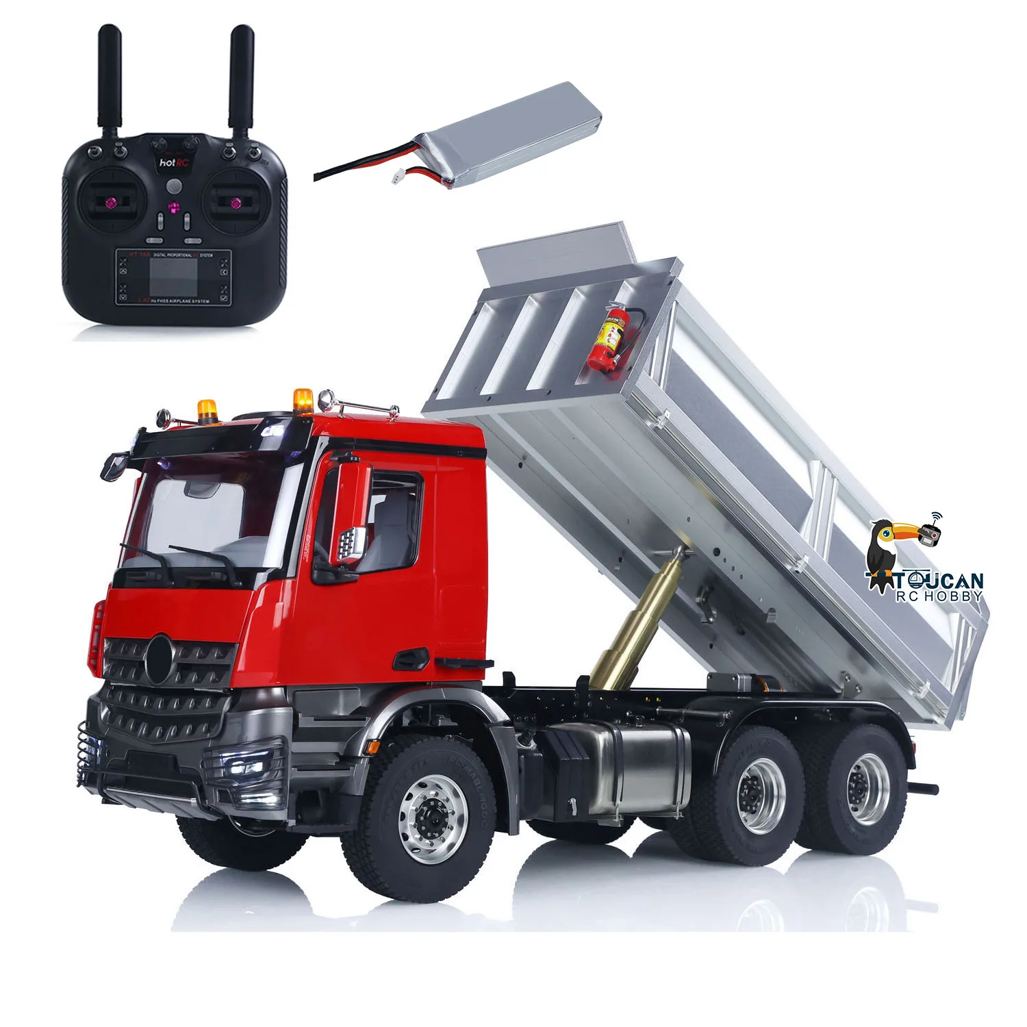 

Toys 1/14 Hydraulic RC Dumper Truck 3348 6x6 Metal Chassis 2 Speed Sound Light DIY Cabin Remote Control Car Tipper Model Boys