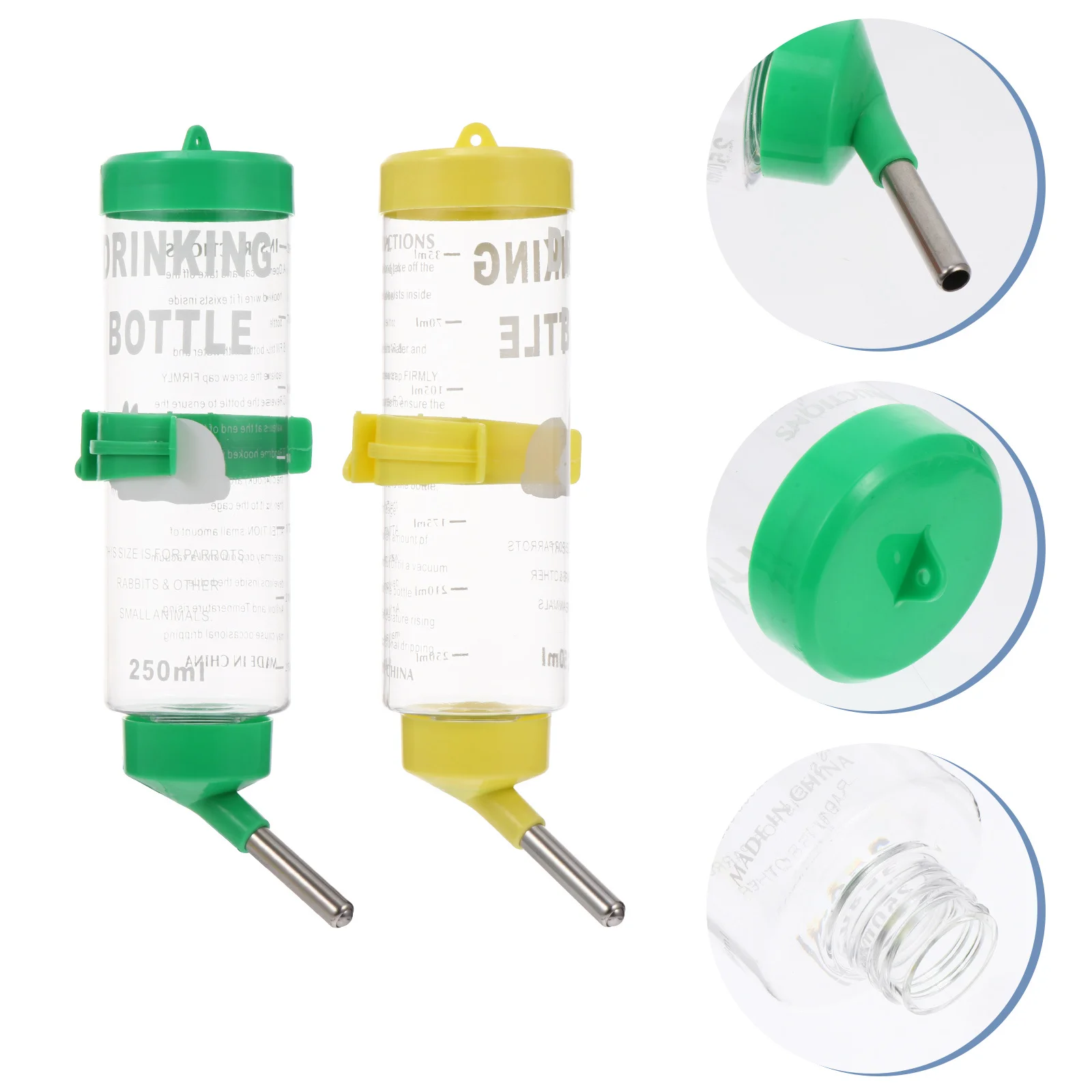 

2Pcs 250Ml Pet Water Fountain for Rabbit Chinchilla Guinea Pig Automatic Leak-Proof Drinking Bottle No Drip Easy Clean Smooth