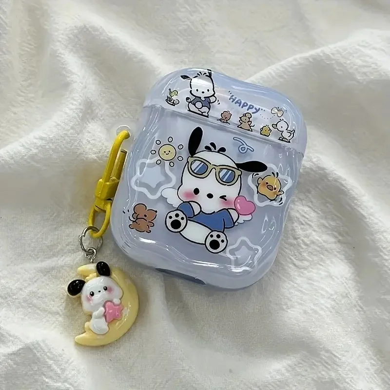 Urocze etui ochronne z breloczkiem do kluczy dla Apple AirPods 4 3 1 Pro 2, bezprzewodowe słuchawki Bluetooth, pokrowiec na słuchawki, torba na słuchawki