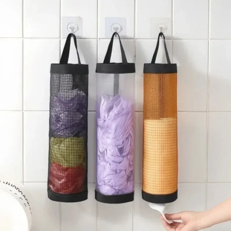 Home Grocery Bag Holder Wall Mount Plastic Bag Holder Dispenser Hanging Storage Trash Garbage Bag Kitchen Garbage Organizer - view 5