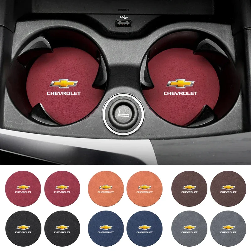 Posavasos de gamuza para coche, soporte para bebidas y vasos, almohadilla antideslizante para Chevrolet Spark Captiva Cruze Malibu Equinox Trax Camaro Blazer, 2 uds.