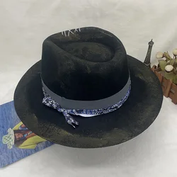 the Derby Hat  men hat felt male fedora with knot  felt hat for summer jazz disco hat for men black fedora hat small brim hat