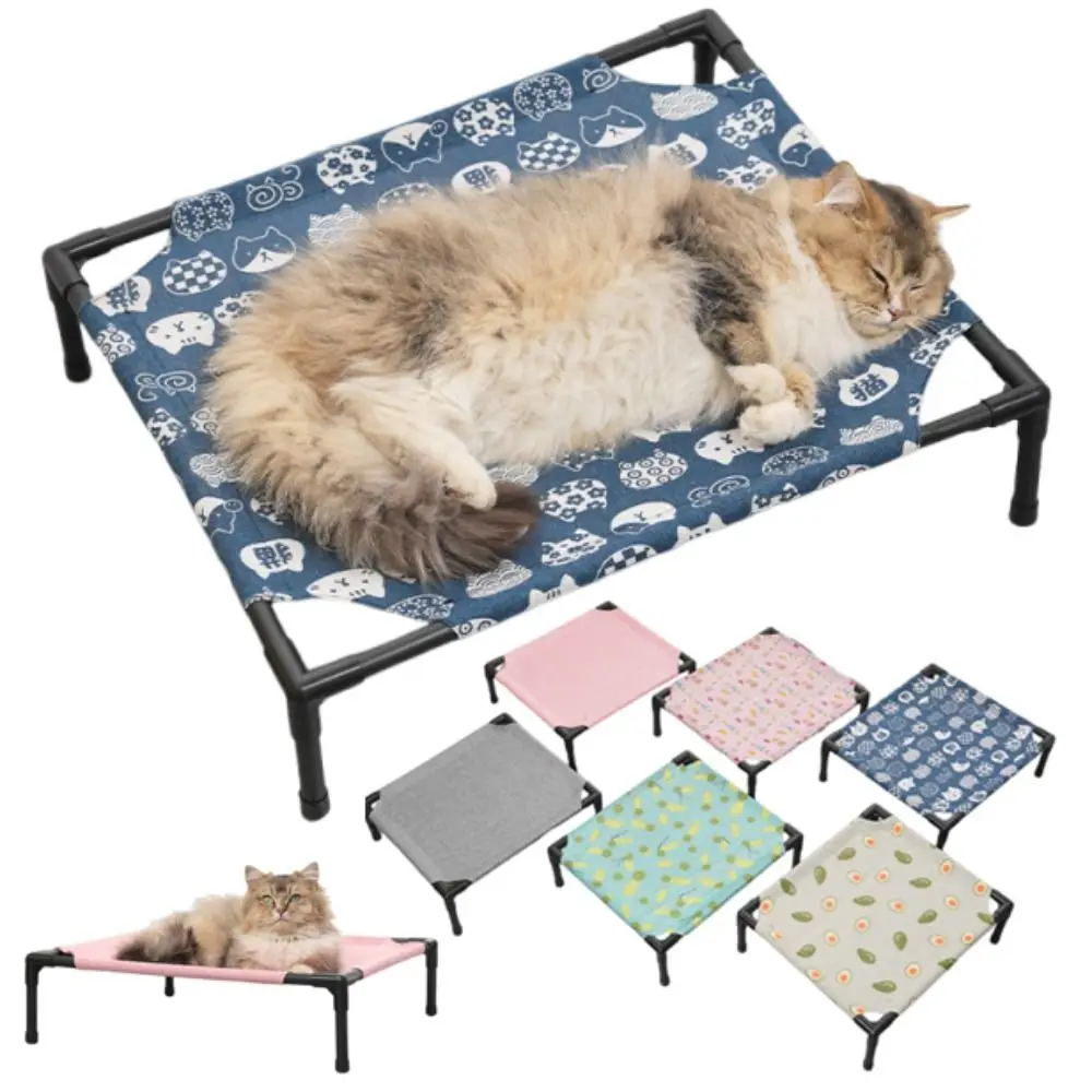 Cama Elevada para Gatos Desmontável, com Tela Respirável e Estrutura Robusta, Cama de Acampamento para Animais de Estimação, à Prova de Umidade, Lavável, Sofá-Cama para Gatos para Acampamento ao Ar Livre