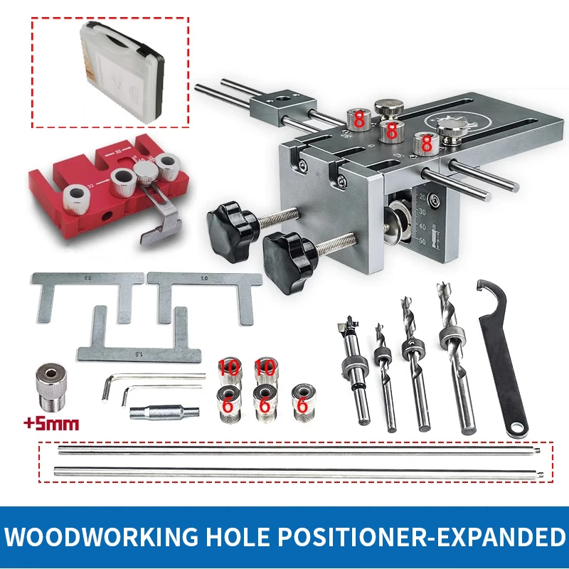 Woodworking Hole Locator, Log Tenon Punch, Three-in-one Locator, Hole Opener, Plate Punch, Plastic Box