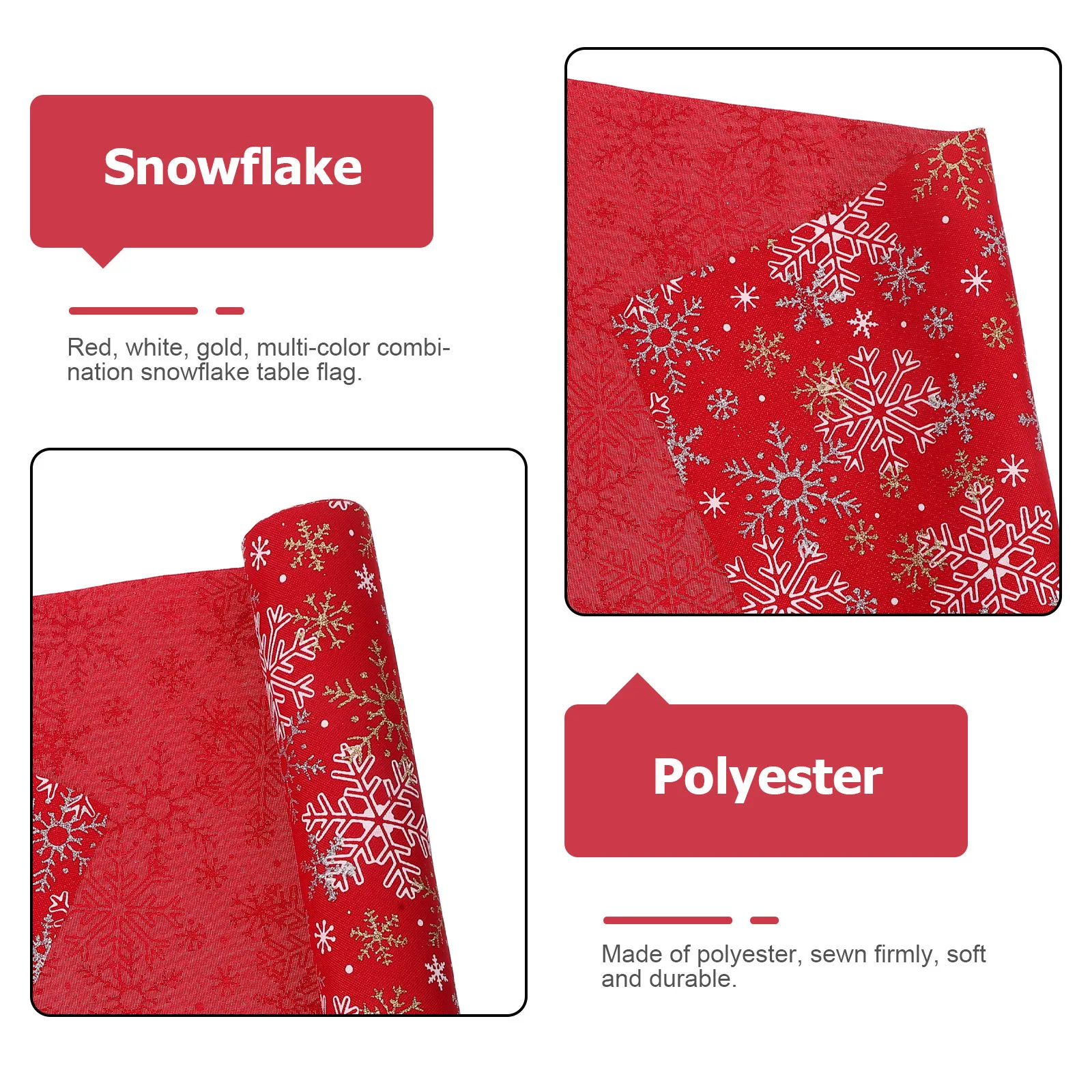 Kerst Sneeuwvlok Tafelloper Rood Wit Goud Polyester Rustieke Vakantie Diner Tafel Winter Decor Winter Vakantie Decor
