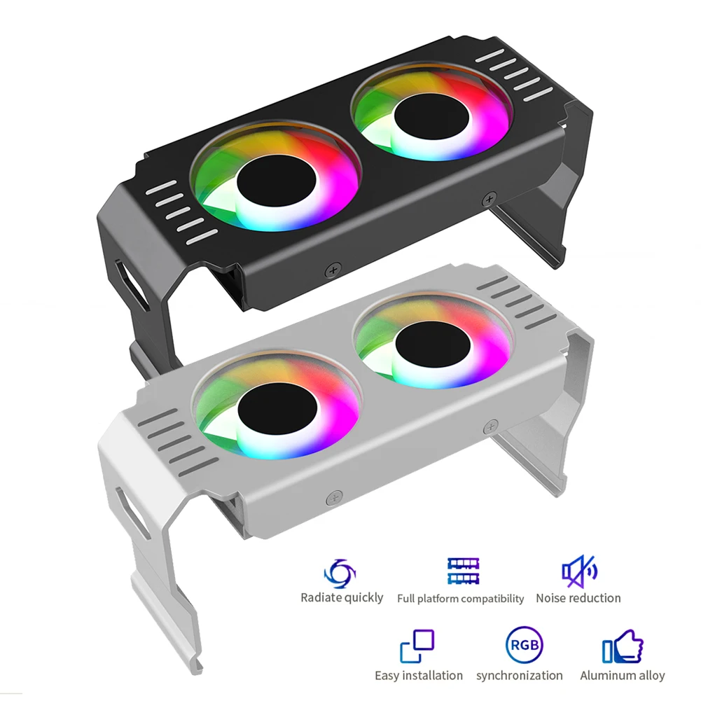 Computer RAM Memory Module Cooler PC DDR4 DDR5 Dual 120mm Fan ARGB Sync PWM Fans Aluminium RGB Cooling Radiator for DDR4 DDR5