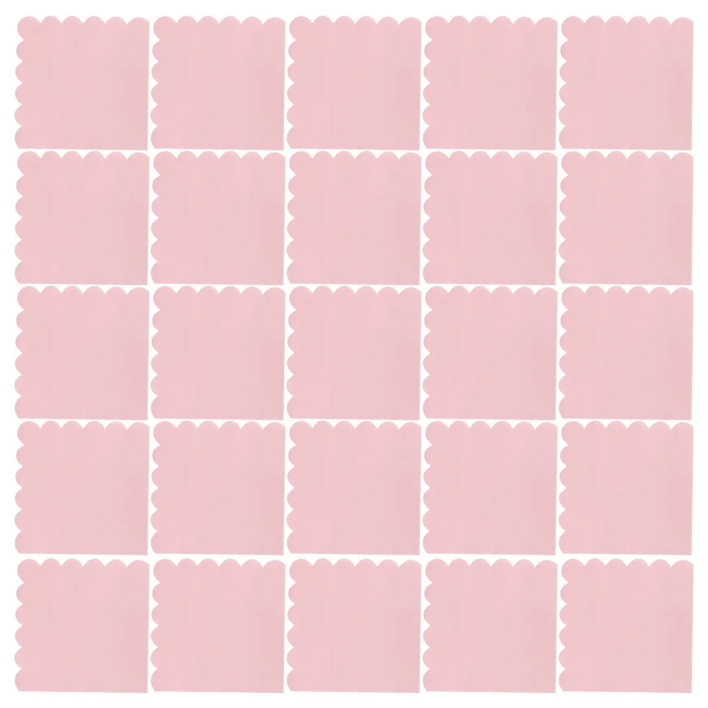 100 قطعة مناديل مروحة الوردي 25x25 سنتيمتر حافة الإسكالوب المتاح الباستيل دش الحفلات صدفي السائبة حزمة المناشف الورقية