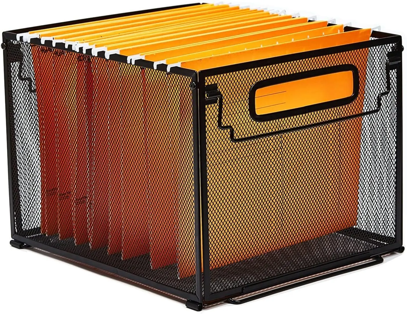 

Letter Size Metal Mesh Hanging File Folder Organizer Crate Basket, Black