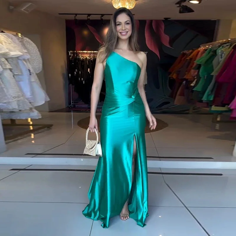 

Женское элегантное облегающее вечернее платье без рукавов с высоким разрезом и асимметричным вырезом Вечернее платье Длинные платья в европейском стиле