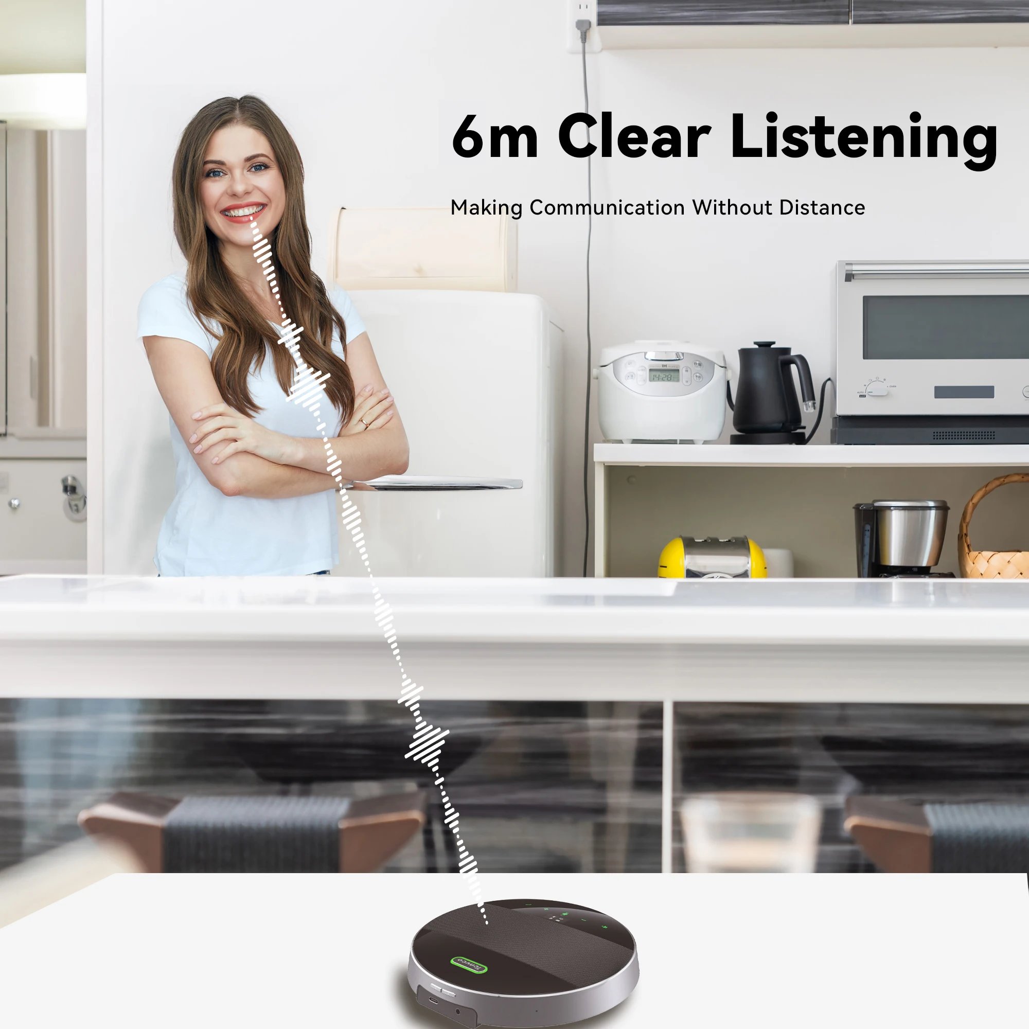 DSP Tech Tenveo Desktop BT Wireless Conference Microphone USB Speakerphone with Long Pickup Range