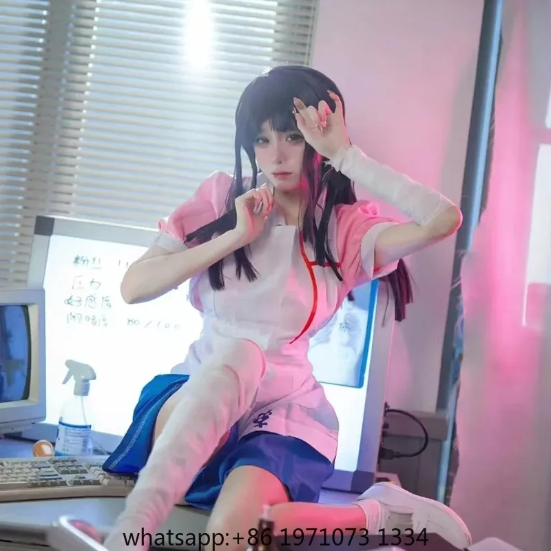 Danganronpa Mikan Tsumiki Cosplay Outfit With Wig Anime Halloween Despair Ultimate Nurse Uniform Maid Costume Full Set For Women view 2