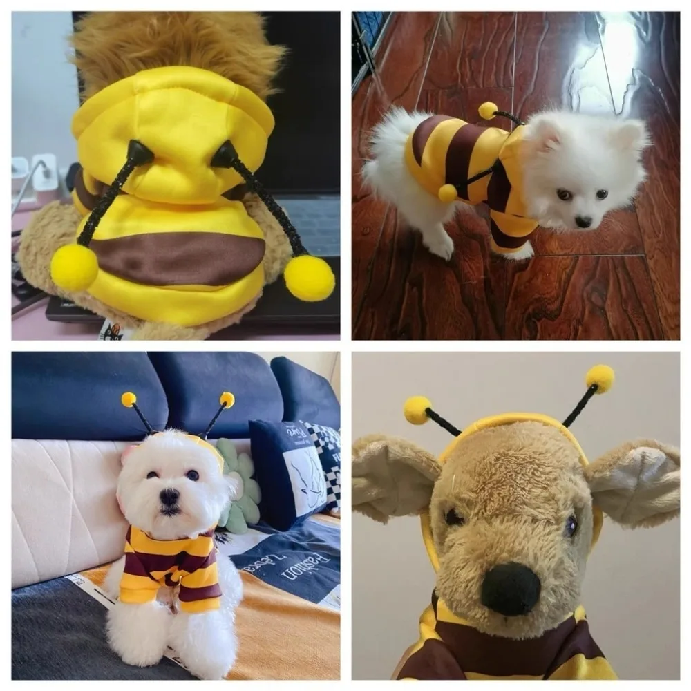 Bee Pet Puppy Coat Apparel Outfit Fleece Clothes Dog Cat Hoodie Fancy Costume Halloween Cosplay Sweater Dog Hoodies