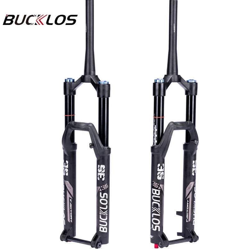 BUCKLOS 27.5/29inch MTB E-bike Air Suspension Fork 160mm Travel Thru Axle 15*110mm Fork Rebound Tapered Bicycle Fork Disc Brake