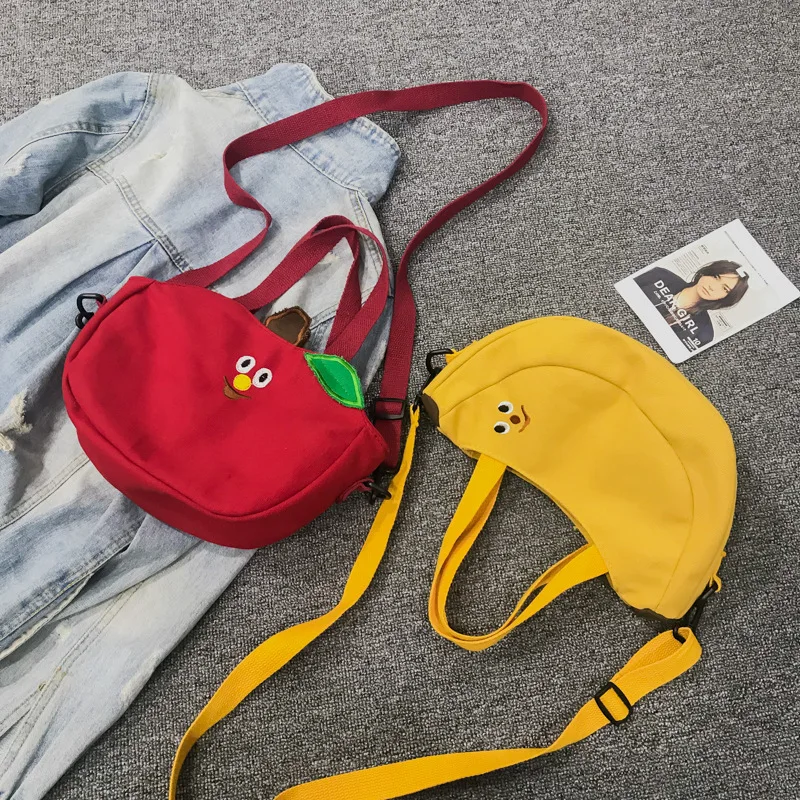 Funny Fruit Canvas Women Crossbody Bag Lady Handbag Cartoon Cute Banana Tomato Messenger Bag Personalized Cool Girl Shoulder Bag