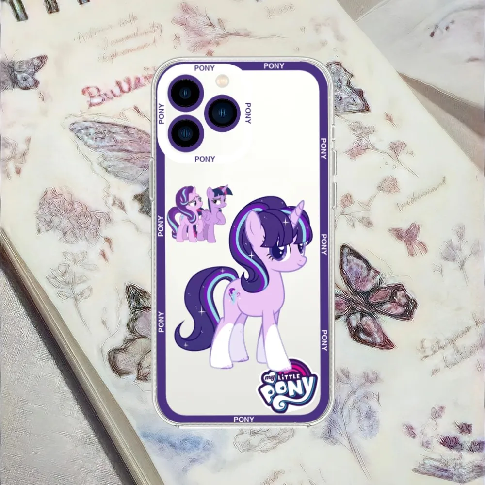 Cute M-My Cartoon P-Pony L-Little Phone Case For Samsung S21 S22 S23 PLUS lite ULTRA Transparent Border Shell