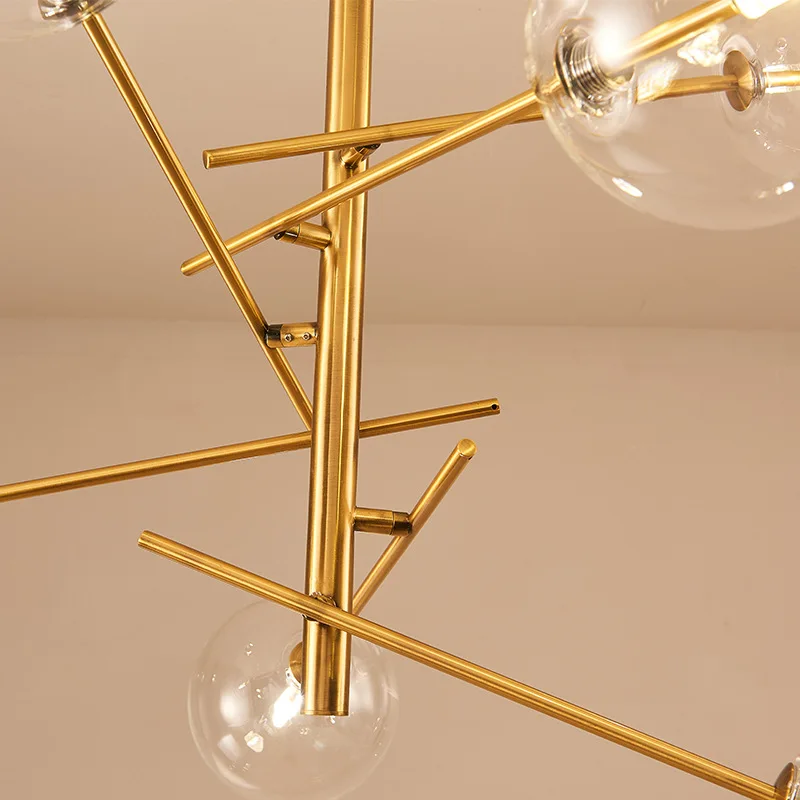 أضواء غرفة المعيشة، الثريات، المطاعم الرعوية الأمريكية الإبداعية، كرات زجاجية من الحديد المطاوع #4