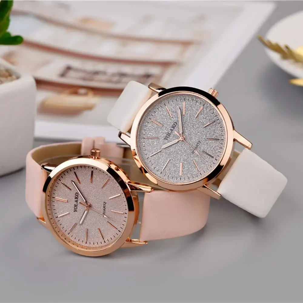 2022 Fashion Casual Ladies Quartz Wrist Watch Pink Simple Retro Women Watches Luxury Brand Female Vintage Leather Clock Luxury