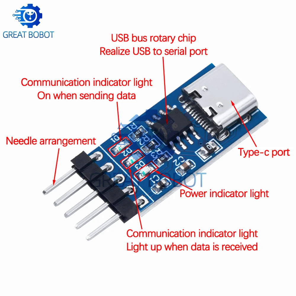 BS  TYPE - C USB to TTL Serial Port CH340N Module - DC 5V/3.3V, Upgrade MCU Download Brush Line