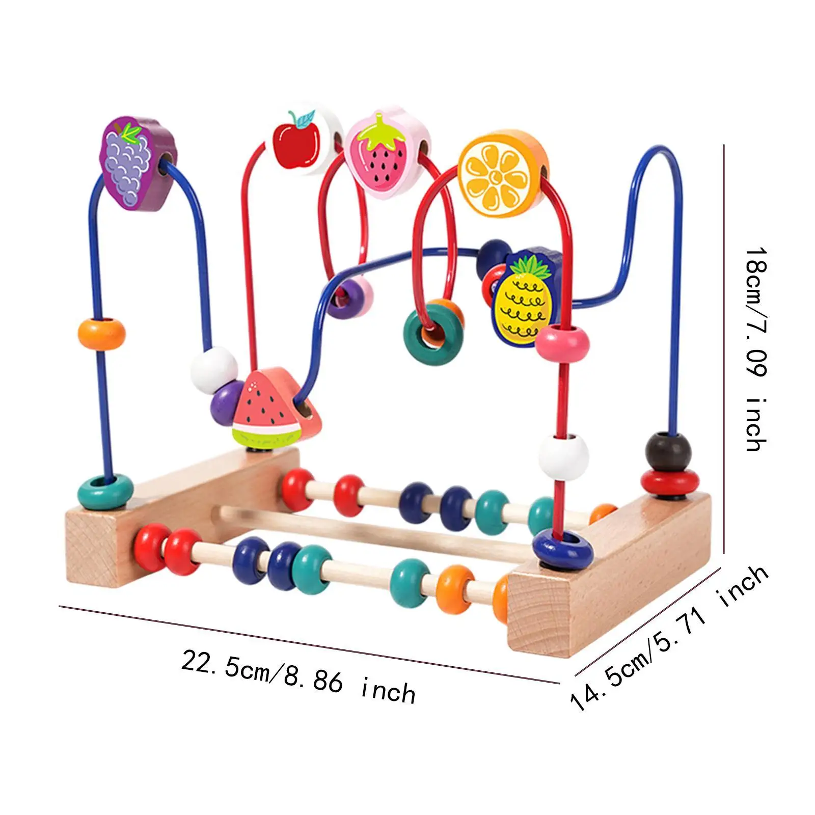 Laberinto de cuentas, juguete, regalos de cumpleaños, matemáticas, razonamiento espacial, habilidades motoras, formas de frutas, círculo educativo de madera, desarrollo preescolar