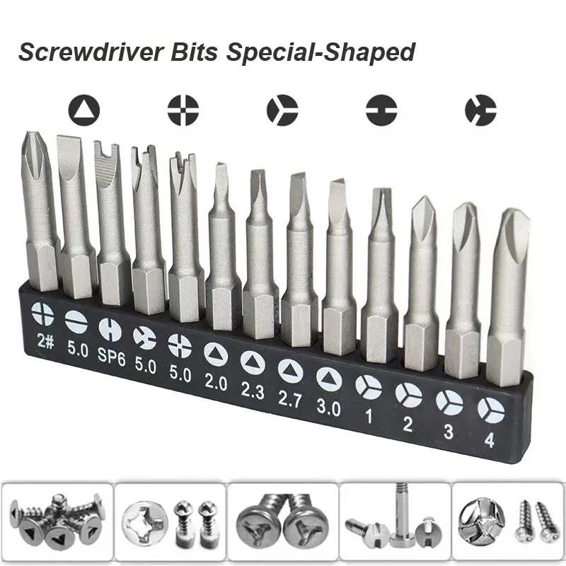 Precision Y U Shaped Triangle Screwdriver Magnetic Bit 1/4in Inner Cross Three Points Screw Driver Security Tip For Power Drill