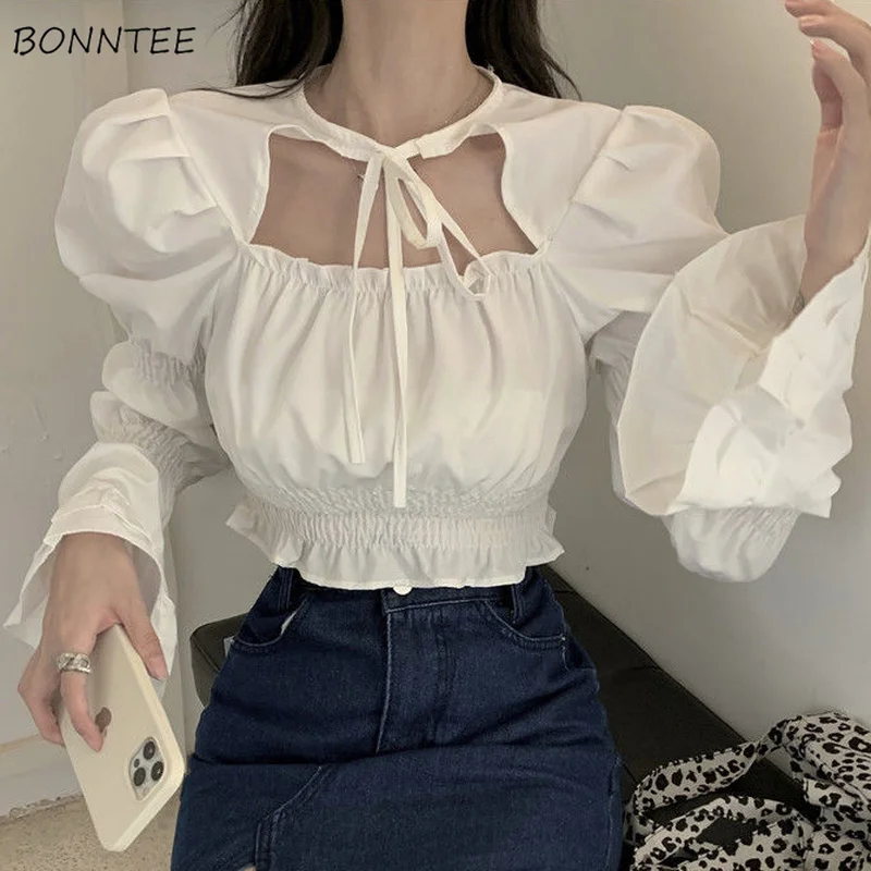 Blouses Women Crops Tender 2022 New Arrival Pure Chic Prevalent Dating Spring Fall Leisure Preppy Style Holiday Fit Mujer Blusas