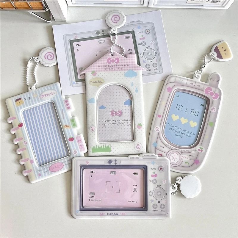 Soporte para sesión fotográfica Kpop de dibujos animados, carpeta para sesión fotográfica con forma de ídolo para teléfono móvil, funda protectora para almacenamiento de fotos de 3 pulgadas
