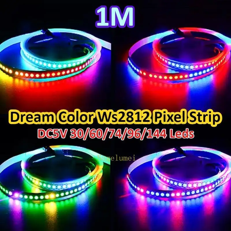 

5V WS2812 30/60/74/96/144Leds RGB COB LED Strip Running horse Flexible Ribbon LED Tape For TV Backlight Room Decor IP20/65/67 1M