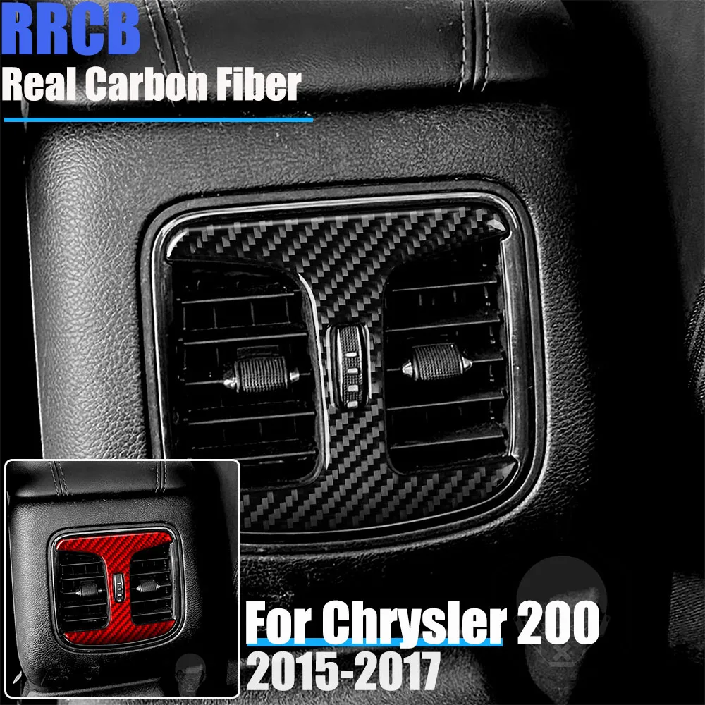 For Chrysler 200 2015 2016 2017 Flexible Real Carbon Fiber 3-Piece Center Console Control Knob Trim Set