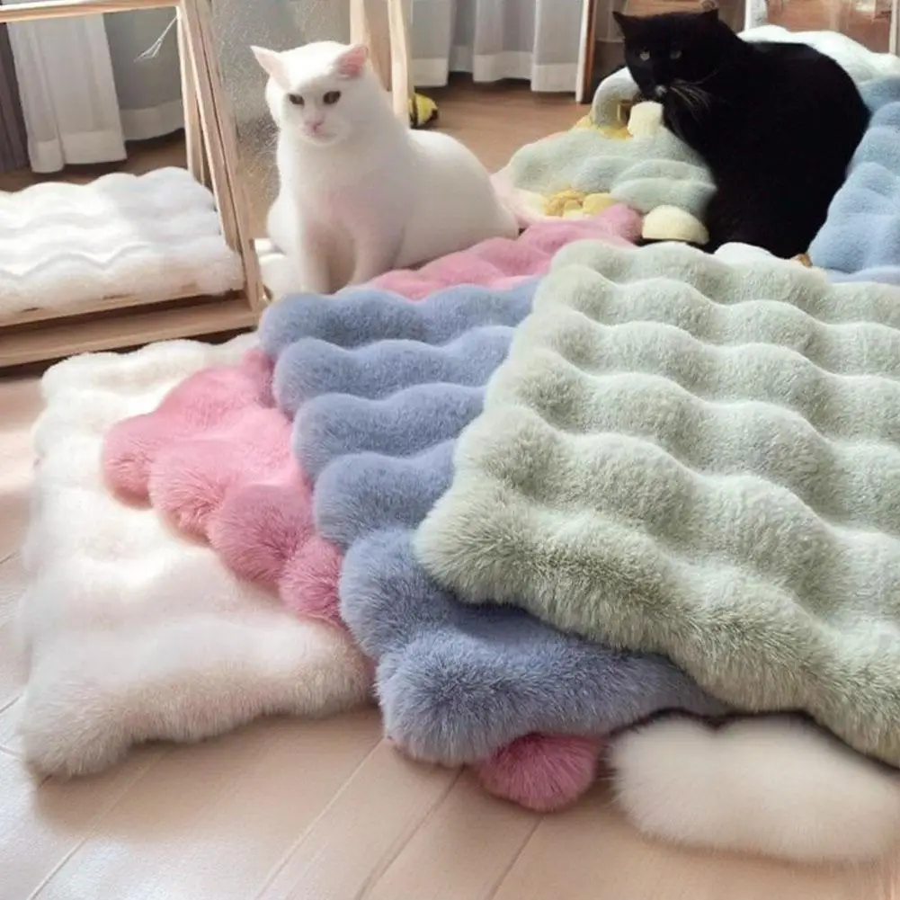Nueva estera de felpa para mascotas Universal para todas las estaciones, cama para gatos, manta para gatos, estera para dormir cálida para otoño e invierno, cama para perros, perro grueso M E0R7