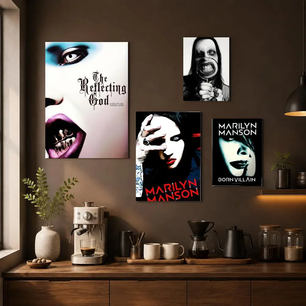 Singer M-Marilyn M-Manson Poster HD Art Sticker Self Adhesive For Playroom Bedroom Hallway Home Wall Art Decor Gift