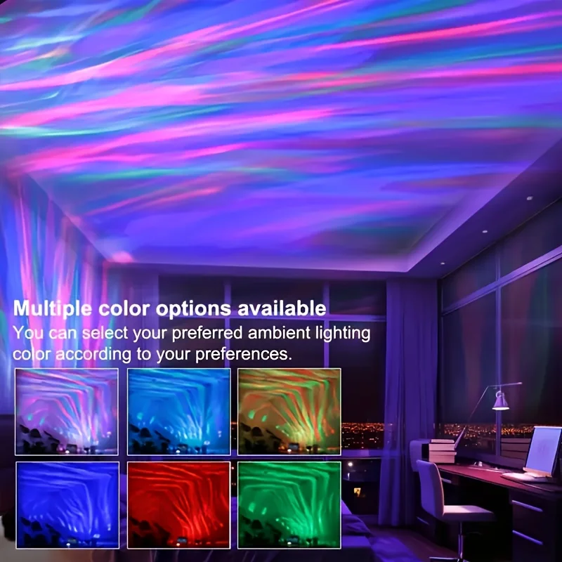 LED Starry Sky Aurora Projector Light 16 Colors Night Light with Remote USB Powered Auto Rotate RGB Ambient Light Birthday Gift