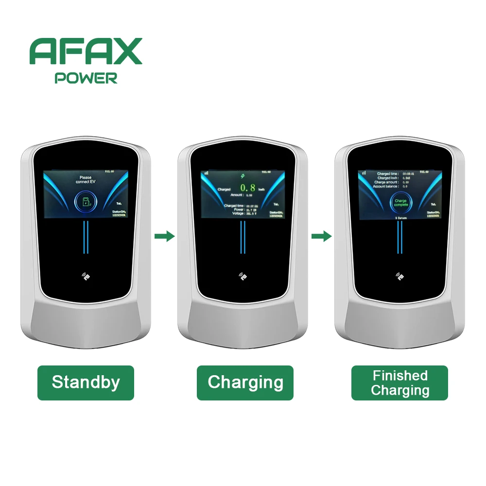 AFAX EV 충전 스테이션, 전기 자동차 충전기, EVSE 월박스, 7.6, 11, 22KW, 타입 2 케이블, IEC62196, 앱 제어, 32A