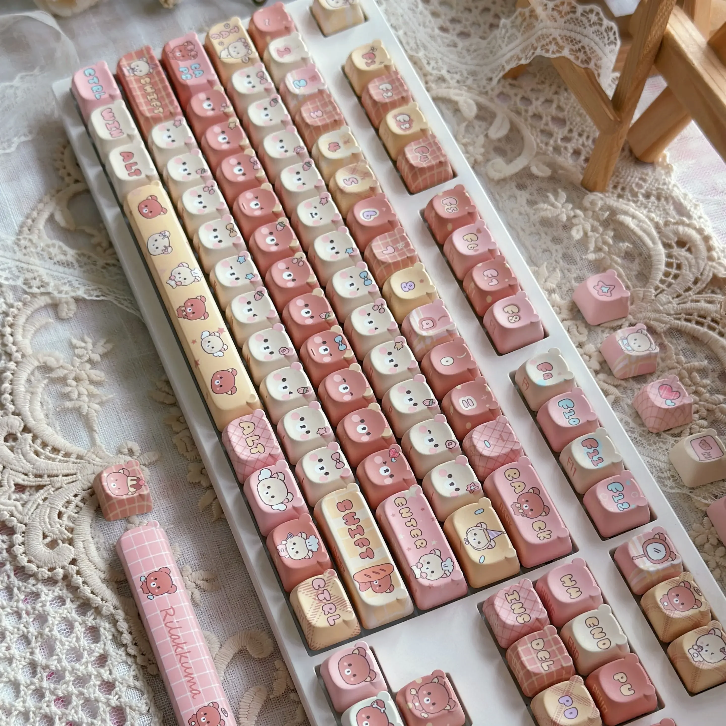 Easy Bear Keycaps EAO Highly Cute Personality Five-Sided Sublimation Adapted Mechanical Keyboard Keycaps