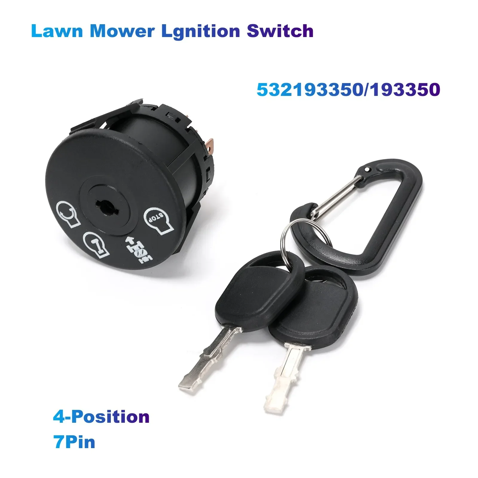 Lawn Mower Lgnition Switch 532193350/193350 (4-Position, 7Pin) with 2 Keys Compatible with Husqvarna,Craftsman,AYP,Ariens,Poulan