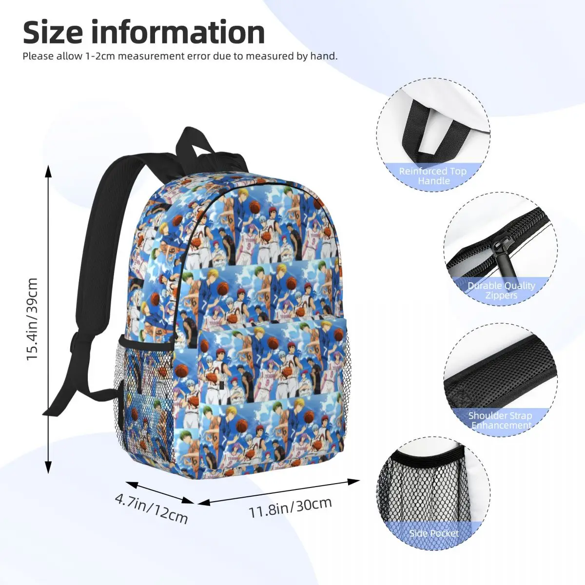 Basketball Kuroko No Basket Anime Backpack Daypack Large Capacity Boys Girls BookBag Shoulder Bags for Men Women School Bag