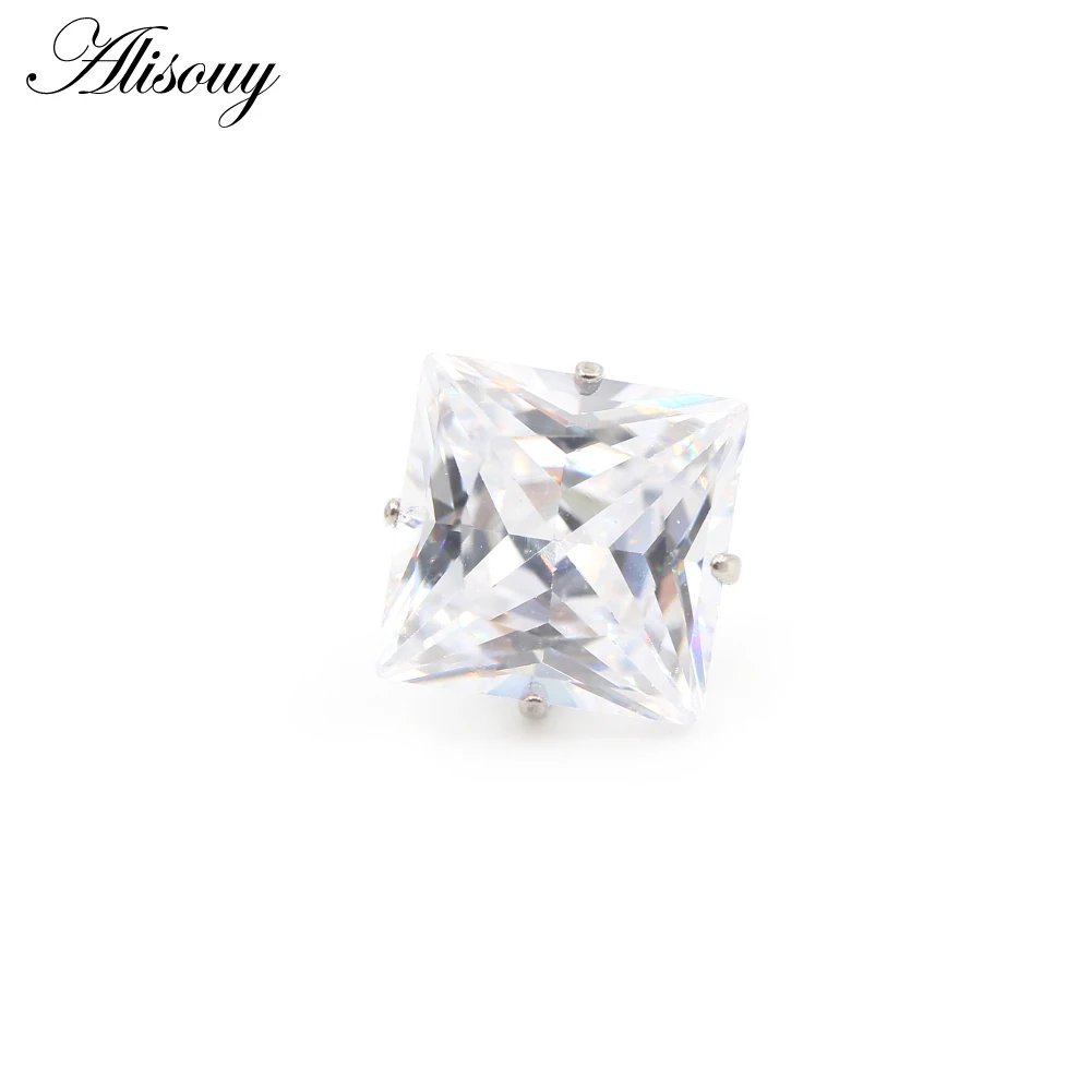G23 Titanium Externally Thread Square Zircon Lip Labret Rings