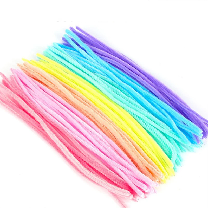 100pcs Chenille Stem Pipe Kids DIY Creative Toys Chenille Sticks Cleaners Pipers Crafts Educational Material Plush Strip