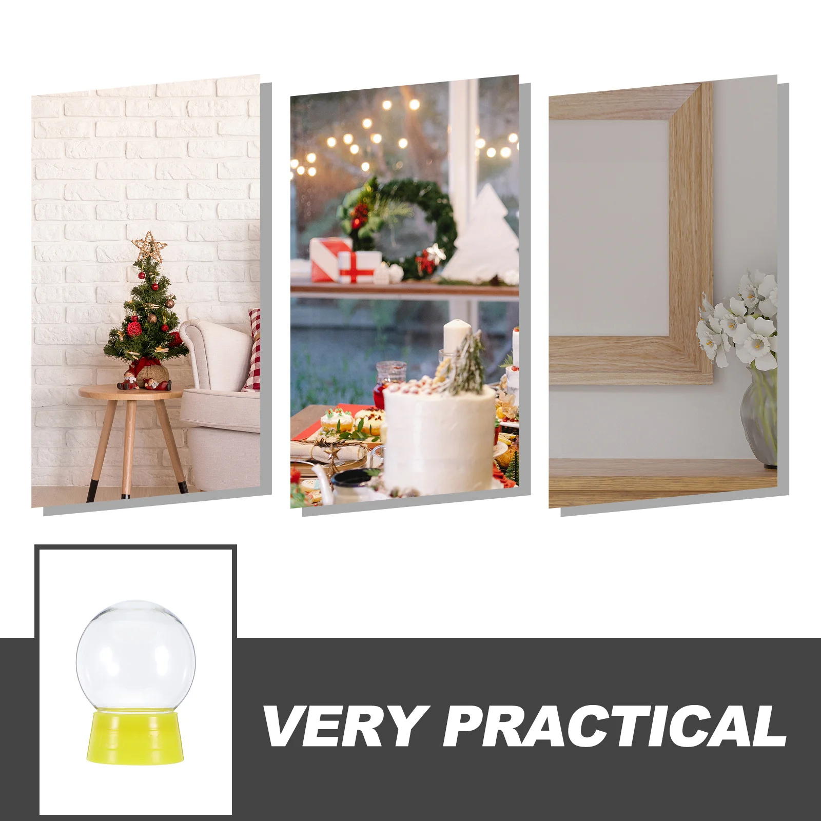 

6Pcs Transparent Round Snowglobes 270Ml Plastic Empty DIY Snow Globe Kits for Craft Projects Decoration Plastic Snow Globes