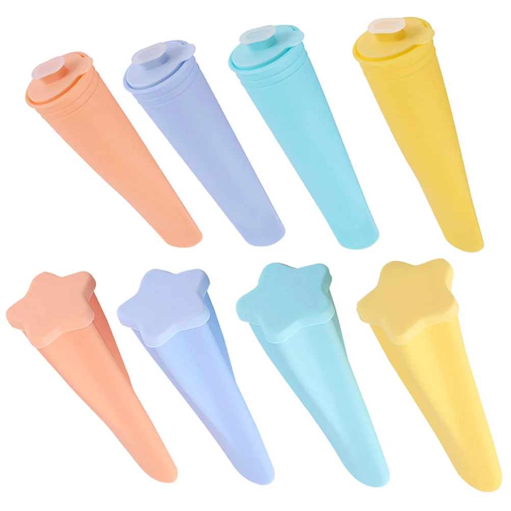 

8 Pcs Ice Cube Molds Popsicles Plastic Craft with Cover Tpe Glue Summer Maker Cream Child Small