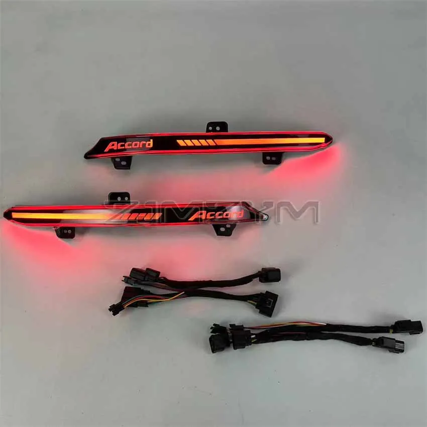 2PCS LED Rear Bumper Tail Reflector Light For Honda Accord 10th Brake Lamp Dynamic Turn Signal Lights Alphabet Style Smoke Lens