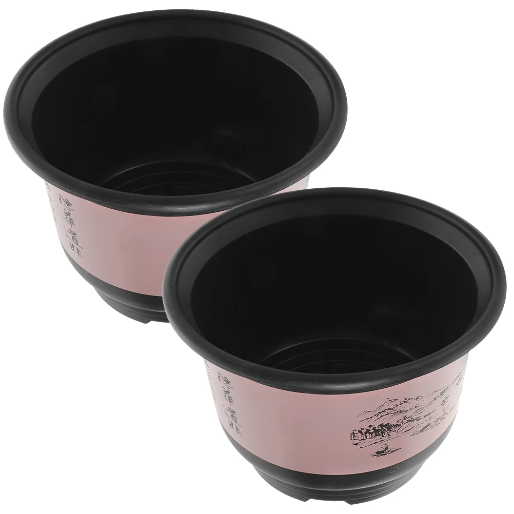

2pcs Black Plastic Orchid Flowerpot 29 5cm Diameter 20 5cm Height Drainage Holes Indoor Plants Planter Pots Household