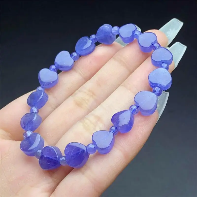 Natural Tanzanite Heart Bracelet Fashion Energy Stone Reiki Healing Crystal Strand Fengshui Gift 1PCS