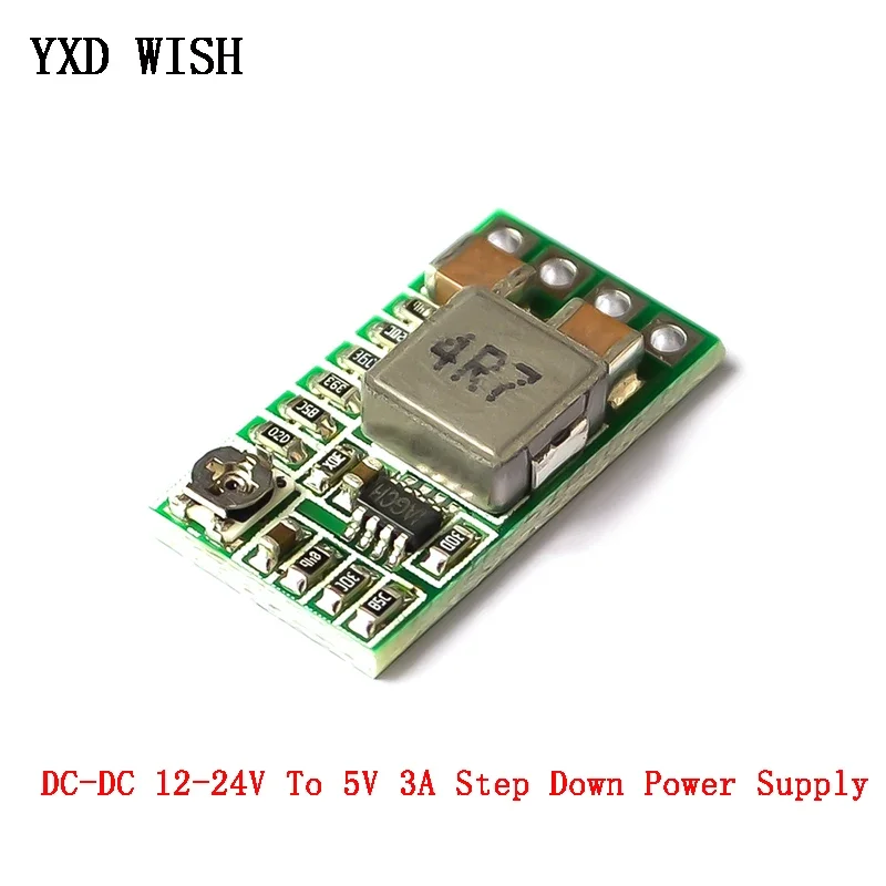 5 pz Mini DC-DC 12-24V a 5V 3A Step Down modulo di alimentazione tensione convertitore Buck regolabile 97.5% 1.8V 2.5V 3.3V 5V 9V 12V