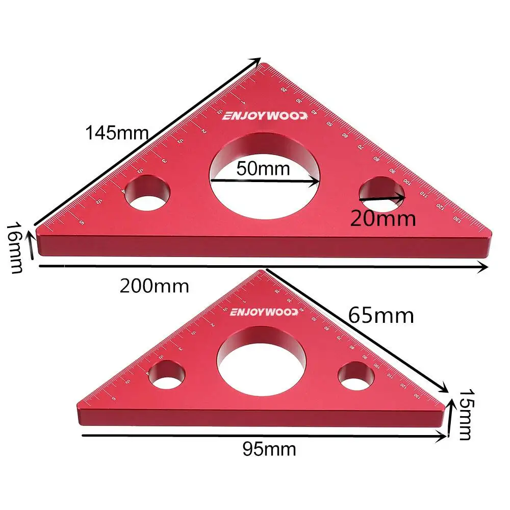 ENJOYWOOD Woodworking Square Right Angle Ruler Triangle Height Ruler Metric Imperial Scale Aluminum Alloy Carpenter Tool