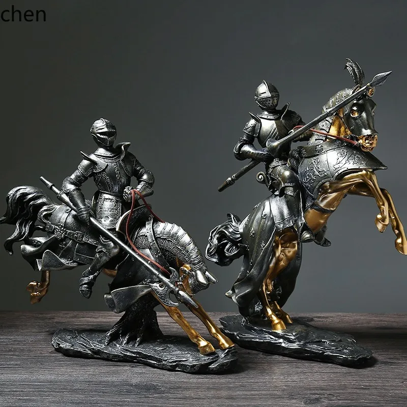 

QZT Knight Figurine TV Cabinet Wine Cabinet Office Decoration Soldier Model Home Decor