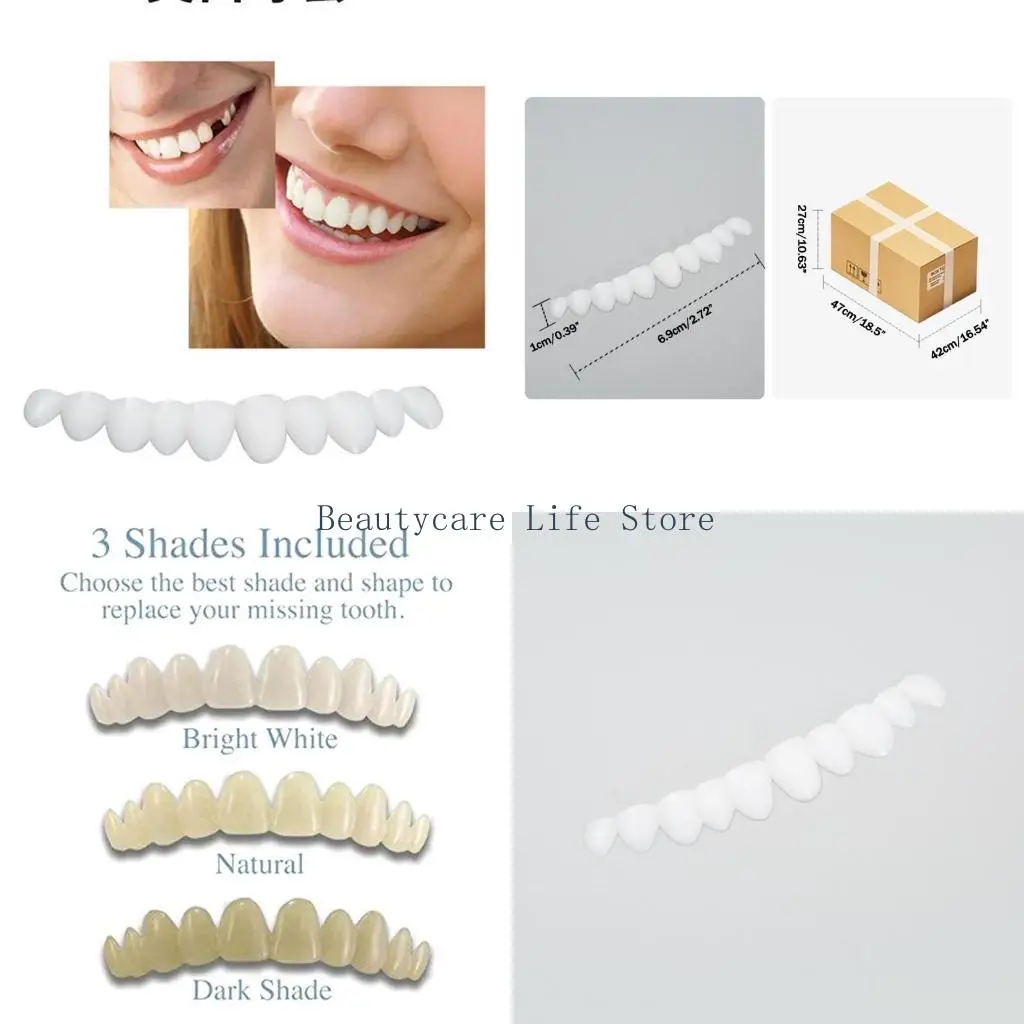 652C 3pcs Dental Teeth Veneers Thin Whiten Resin Molar Anterior Temporary Upper Lower Shade Dental Care Missing Broken Tooth