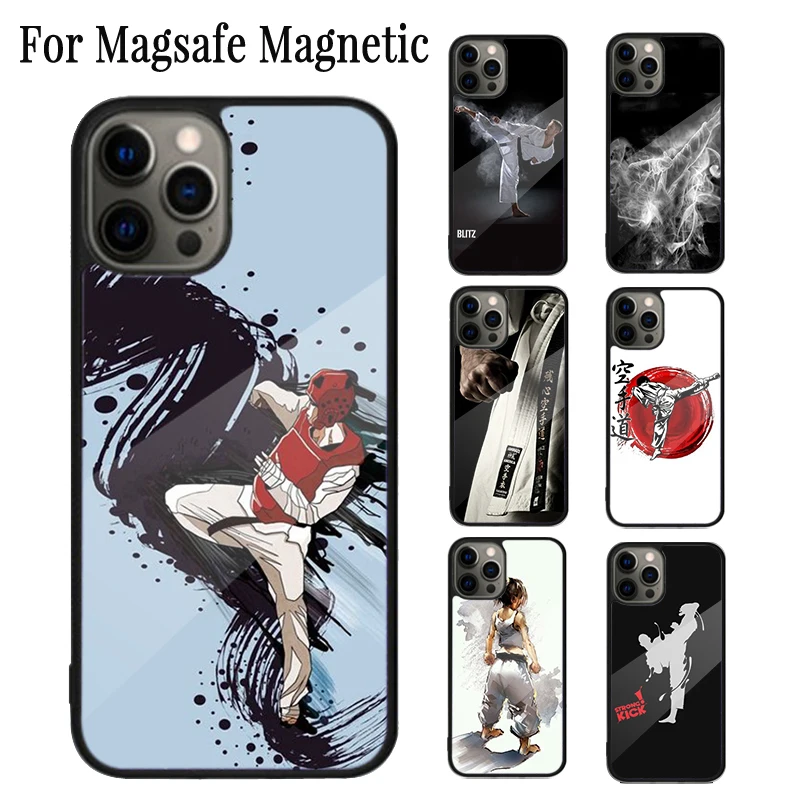 Capa magnética sem fio Magsafe, capa de kung fu karate taekwondo para iphone 16 15 14 plus 13 12 mini 11 pro max